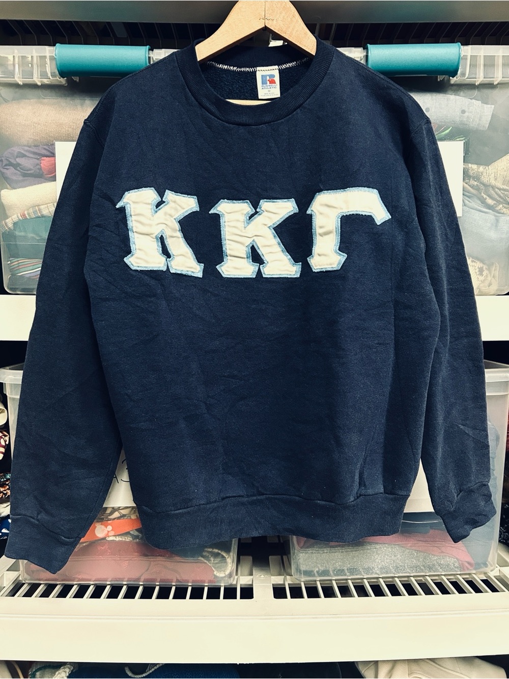 Vintage 90s Kappa Kappa Gamma Russell Athletic Navy Crewneck w/ White Lettering